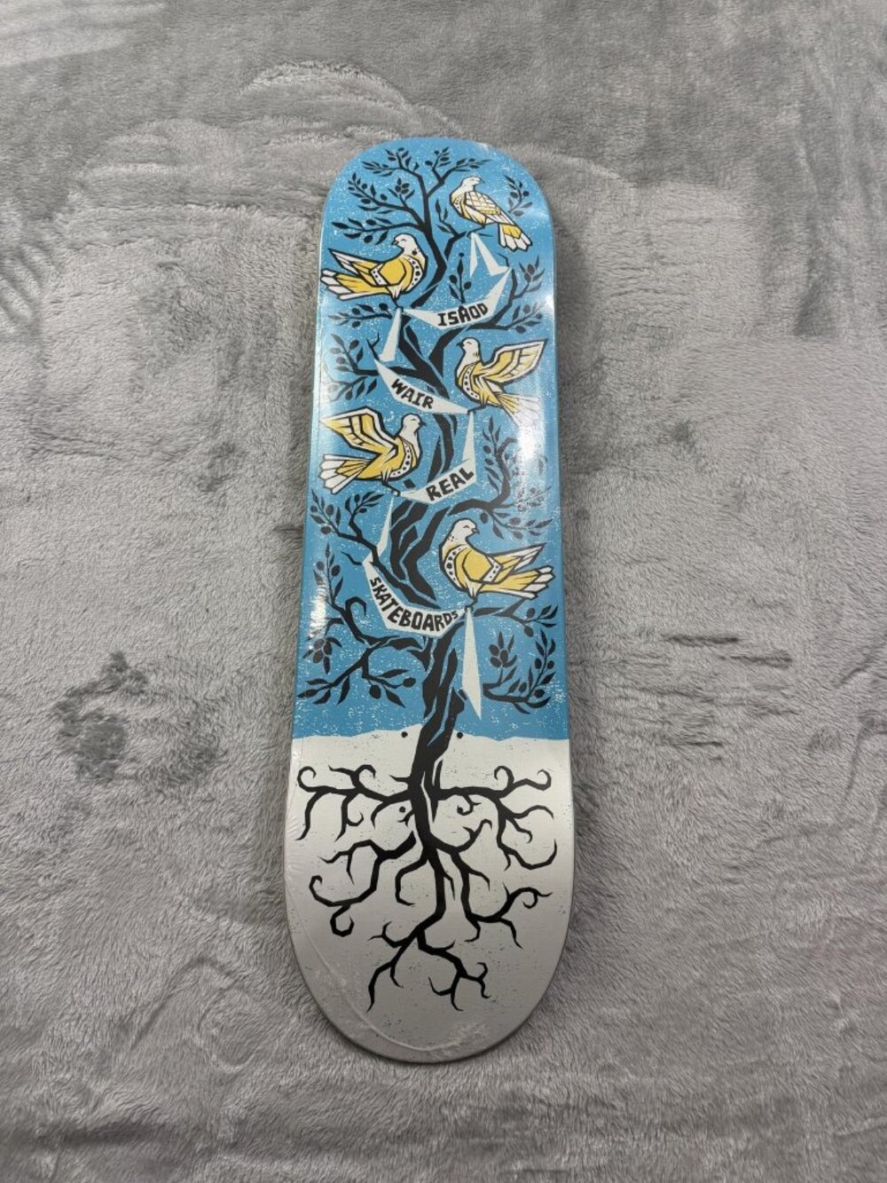 New Real Ishod Wair Birds Tree Skateboard Deck 8.5 Blue Yellow Twin Tail